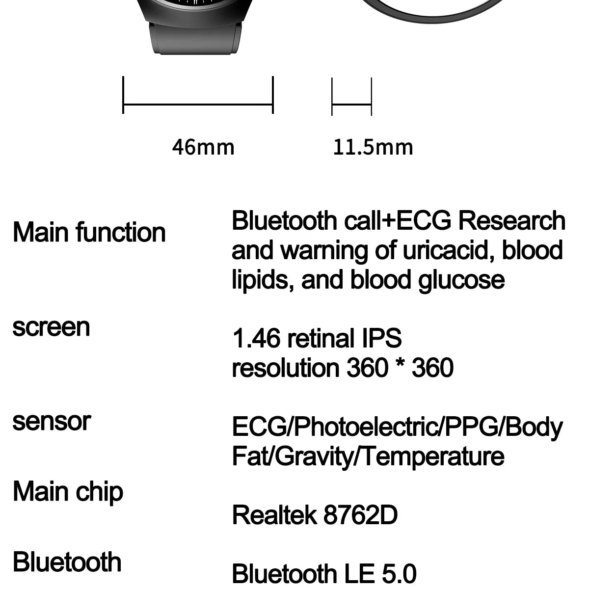 VitalGuard Quantum PRO Round - Advanced Blood Sugar, Uric Acid, and Blood Fat Monitoring