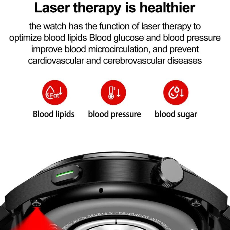 LaserGuard -  Laser Therapy Blood Sugar, Uric Acid, SOS Call Health Monitor Smartwatch