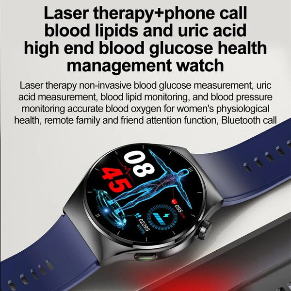 LaserGuard -  Laser Therapy Blood Sugar, Uric Acid, SOS Call Health Monitor Smartwatch
