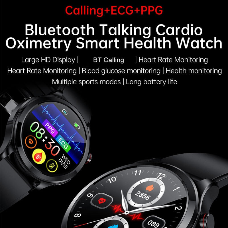 VitalGuard Advanced - Blood Sugar Monitoring & SOS Emergency Smartwatch